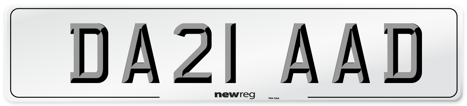 DA21 AAD Number Plate from New Reg